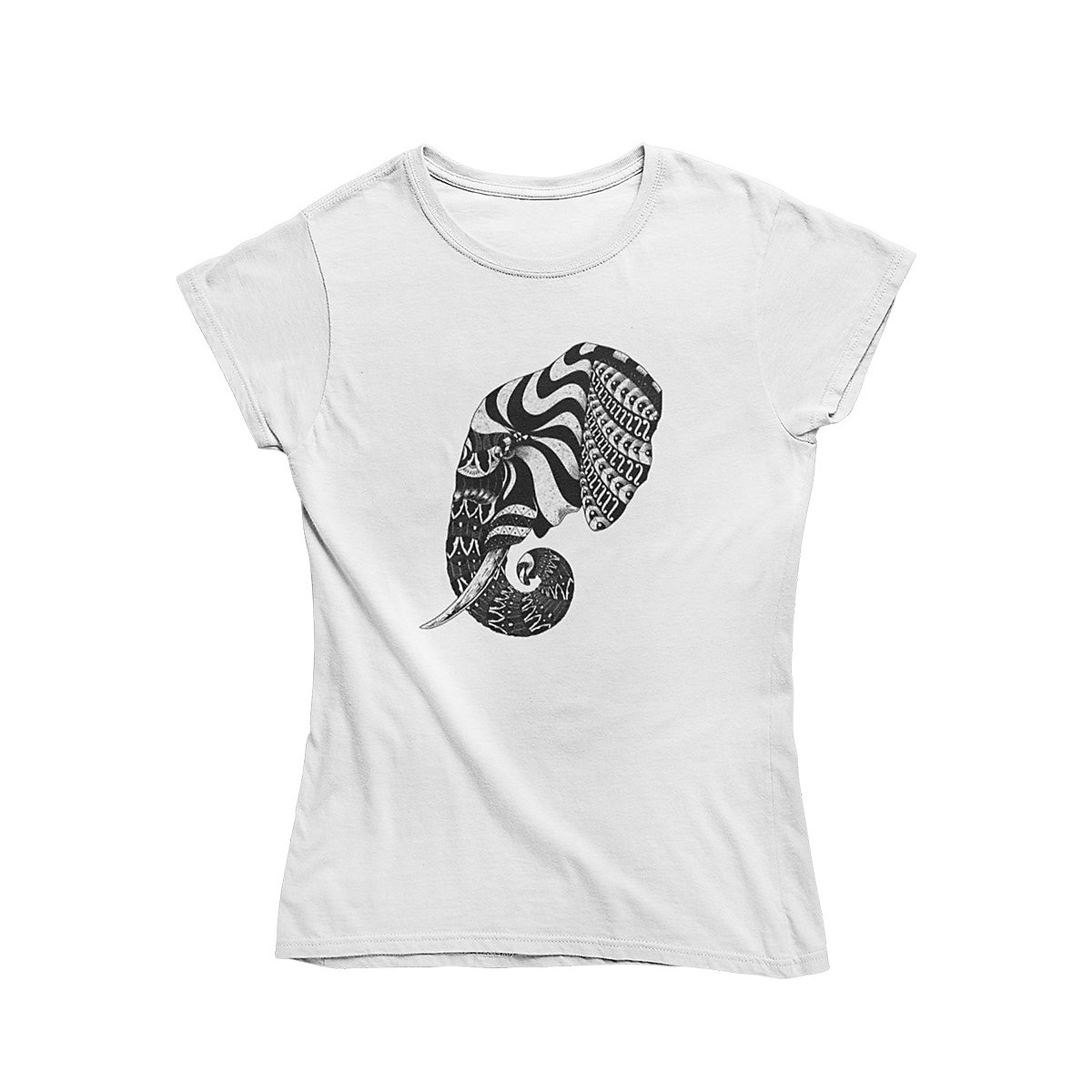 mamino Damen T Shirt -Elephant ornate ornament T-Shirts weiß