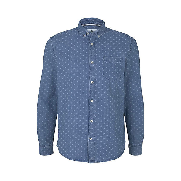 Blusen & Shirts gemustertes Jeanshemd mit Bio-Baumwolle Langarmhemden