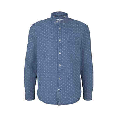 Blusen & Shirts gemustertes Jeanshemd mit Bio-Baumwolle Langarmhemden