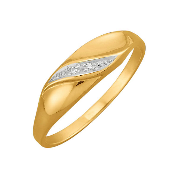 Accessoires Ringe KLiNGEL Damenring 925 mit 2 Diamanten gold