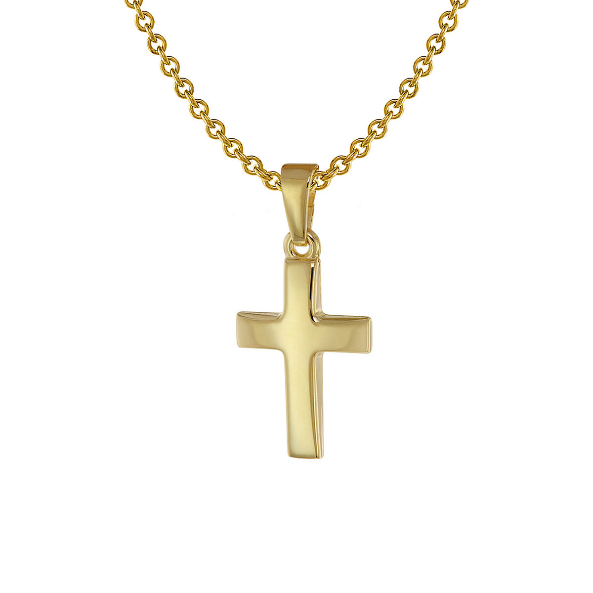trendor Kreuz Anhänger für Kinder Gold 333 + Halskette Silber vergoldet Halsketten gold