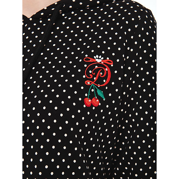 Bekleidung Freizeitkleider PUSSY DELUXE Cherries Dots Hooded Sweatdress Kleider schwarz