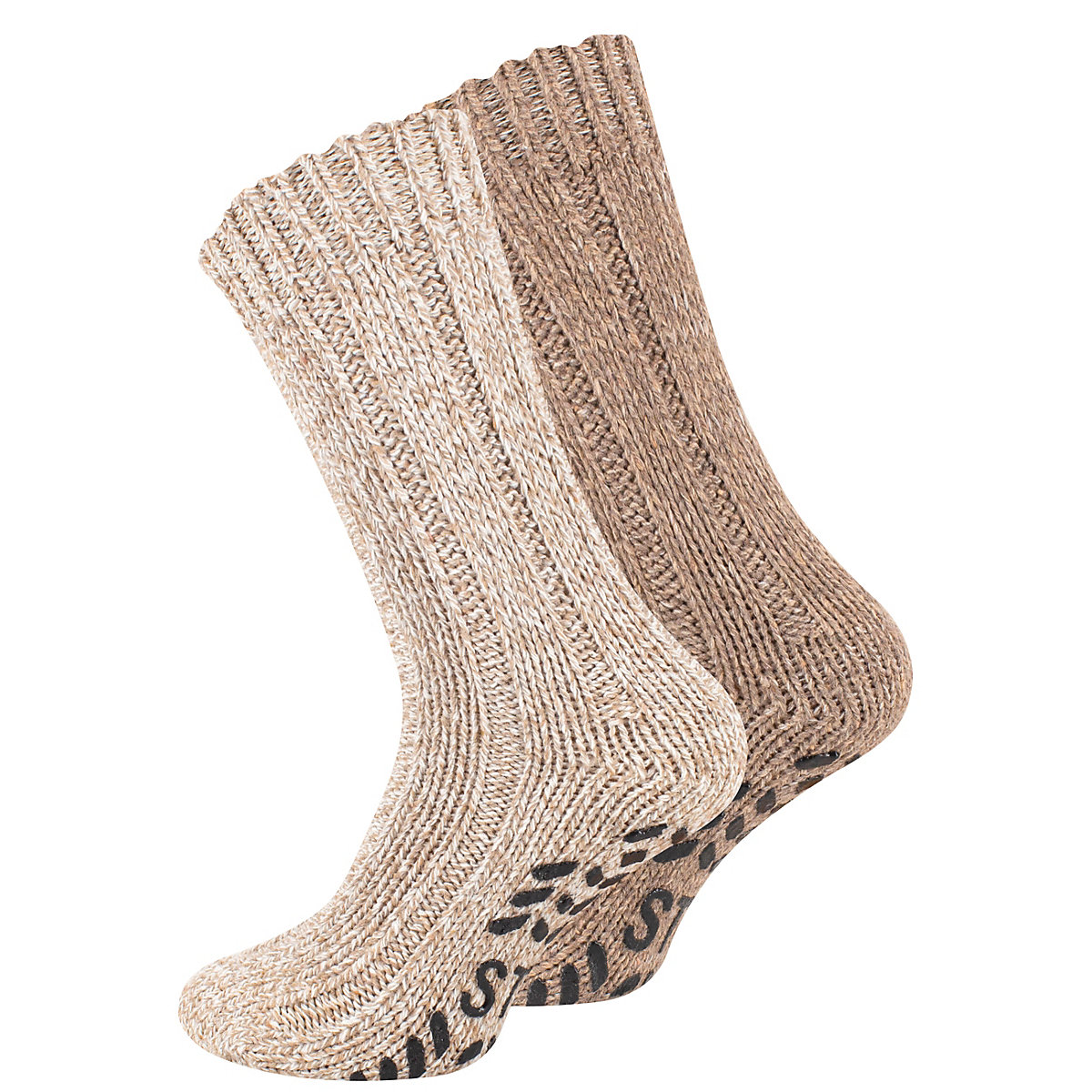 Cotton Prime 2 Paar Norweger Woll-Strick-Socken Socken braun/beige