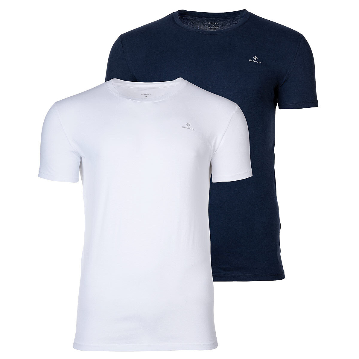 GANT Herren T-Shirt 2er Pack Rundhals Crew Neck kurzarm Baumwolle T-Shirts blau/weiß