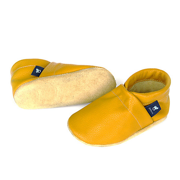 Schuhe Geschlossene Hausschuhe Pantau® Lederpuschen / Hausschuhe / Slipper Uni Gelb Hausschuhe gelb