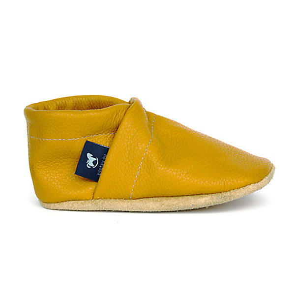 Schuhe Geschlossene Hausschuhe Pantau® Lederpuschen / Hausschuhe / Slipper Uni Gelb Hausschuhe gelb