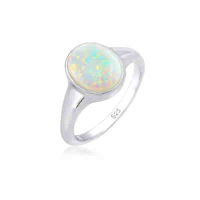 Elli Ring Siegelring Synthetischer Opal Trend 925 Silber Ringe