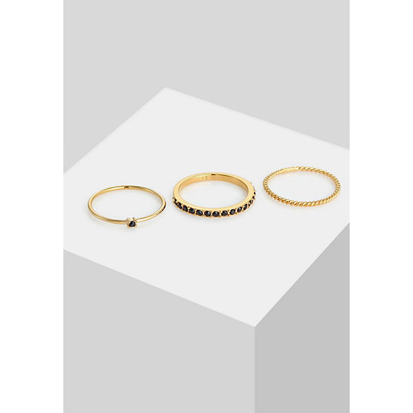 Accessoires Ringe Elli Elli Ring Stapelring Kristalle 3Er Set 925 Silber Ringe gold