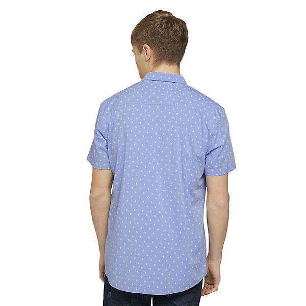 Bekleidung Langarmhemden TOM TAILOR Denim Blusen & Shirts gemustertes Hemd Langarmhemden blau
