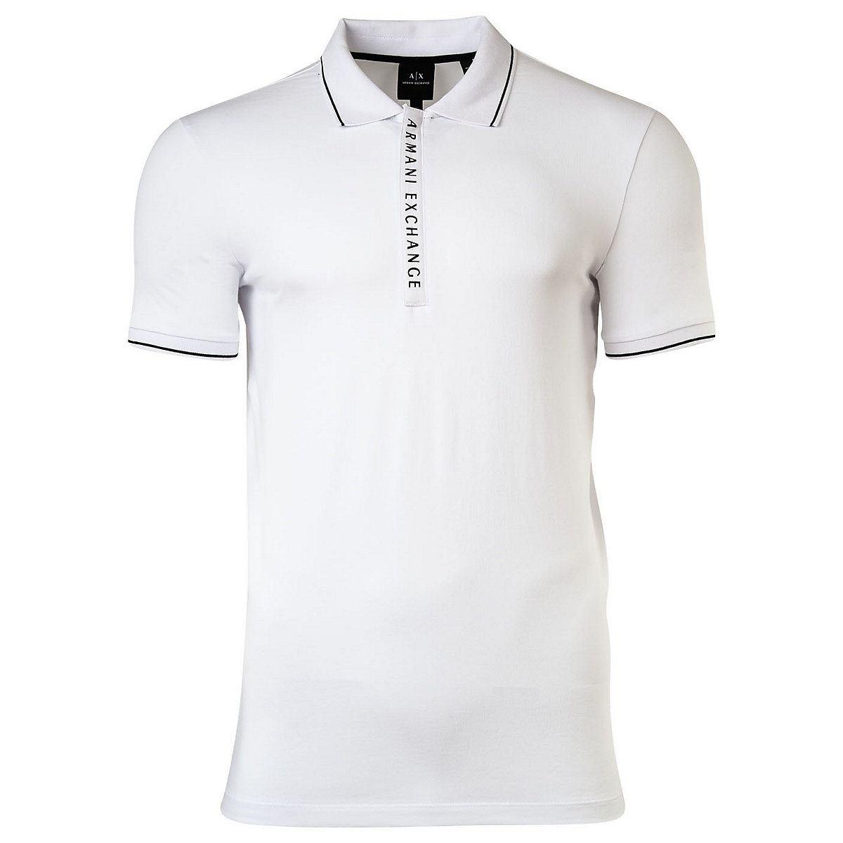 ARMANI EXCHANGE A|X Herren Poloshirt Hidden Buttons Cotton Stretch T-Shirts weiß