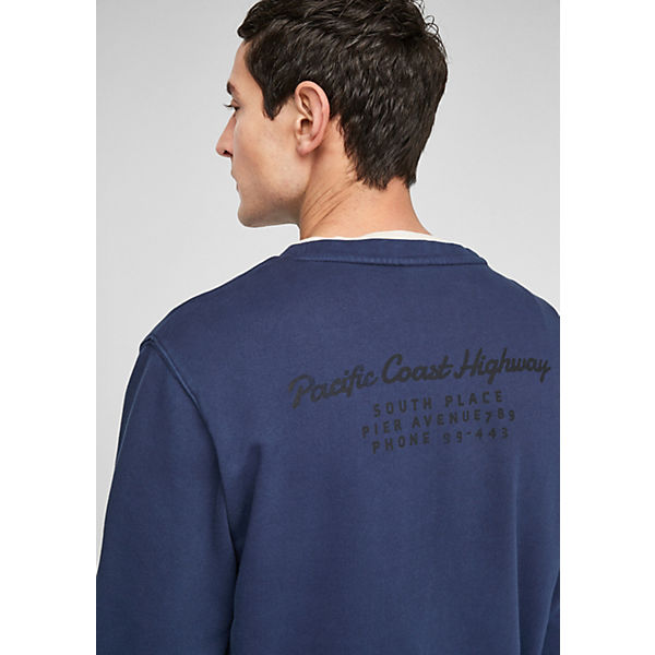 Bekleidung Sweatshirts s.Oliver Weicher Sweater mit Print Sweatshirts blau