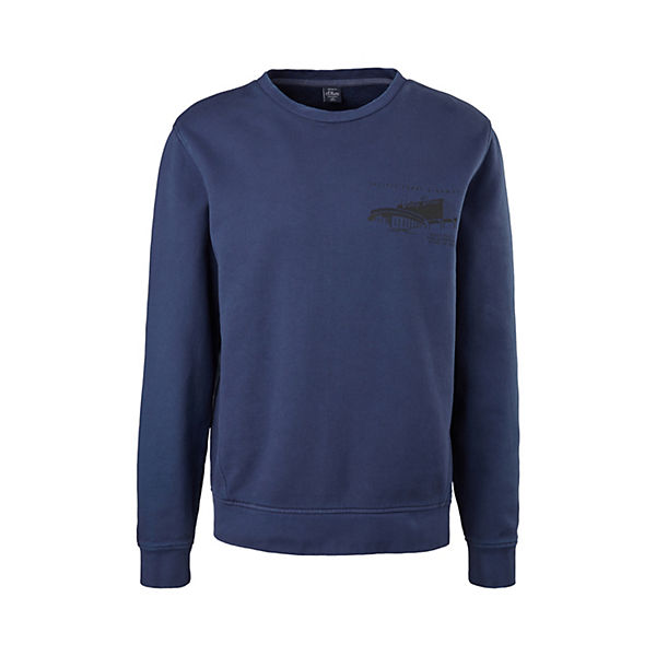 Bekleidung Sweatshirts s.Oliver Weicher Sweater mit Print Sweatshirts blau