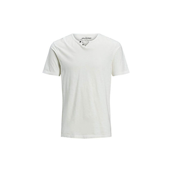 Bekleidung T-Shirts JACK & JONES Knopfleisten T-Shirt weiß