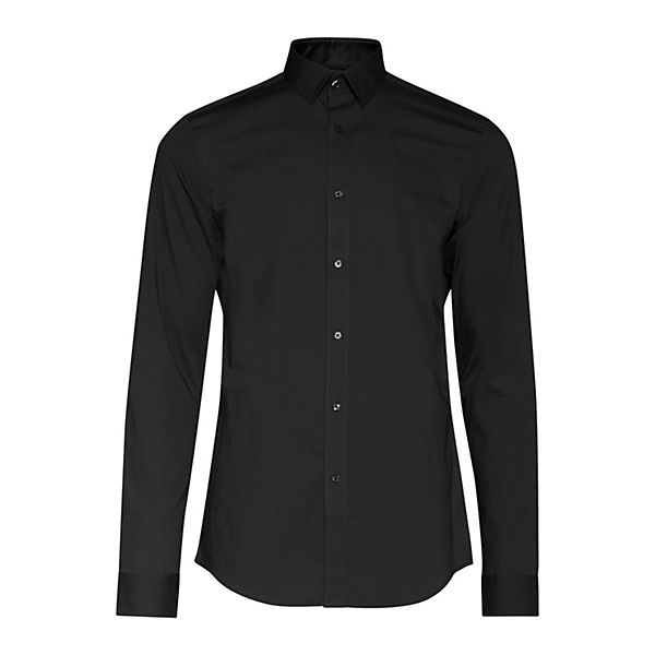 Bekleidung Langarmhemden WE Fashion Herrenhemd im Slim-Tall-Fit Langarmhemden schwarz Bekleidung Langarmhemden WE Fashion Herrenhemd im Slim-Tall-Fit Langarmhemden schwarz