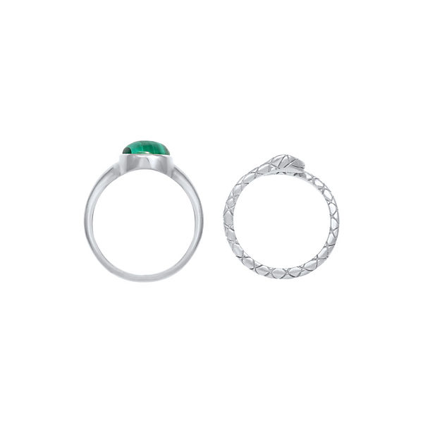 Accessoires Ringe Elli PREMIUM Elli Premium Ring Siegelring Malachit Schlange 2Er Set 925 Silber Ringe silber
