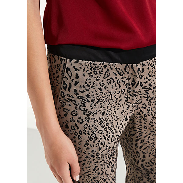 Bekleidung Stoffhosen comma  Satinpants mit aufregendem Leopardenmuster Stoffhosen braun
