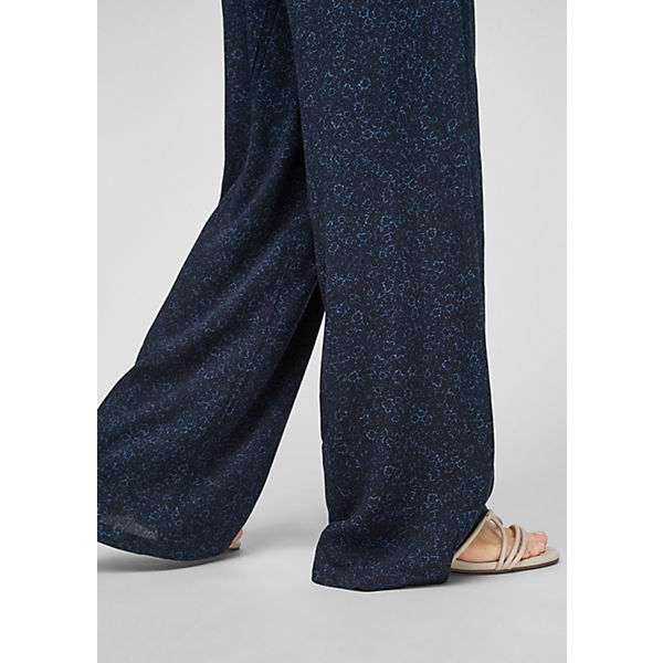 Bekleidung Stoffhosen s.Oliver Bedruckte Hose mit Wide leg Stoffhosen blau
