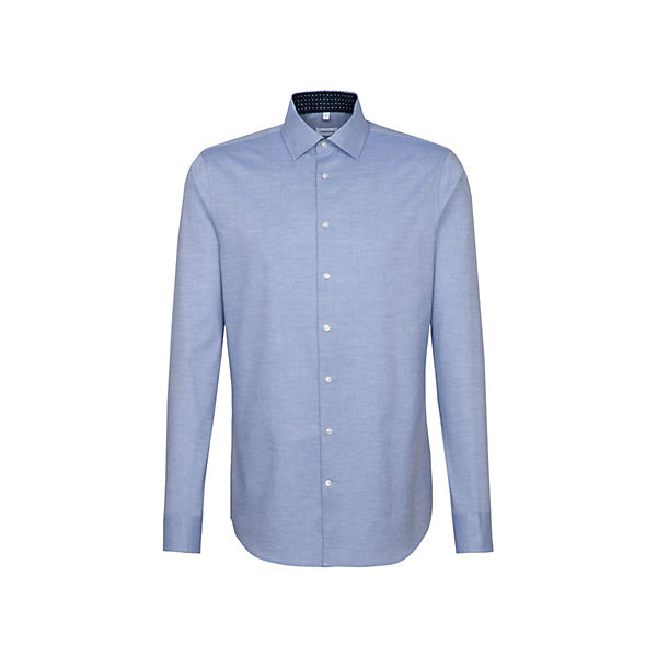 Bekleidung Langarmhemden seidensticker Business Hemd Slim Extra langer Arm Kentkragen Uni Langarmhemden blau