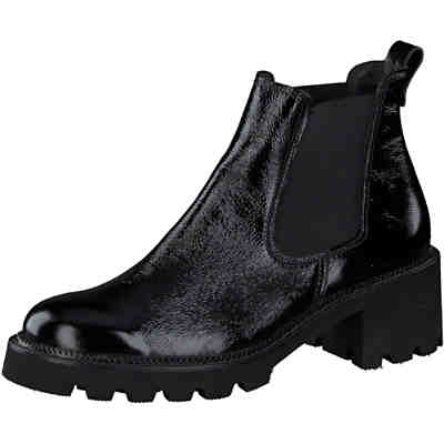 Knautschlack Schwarz Chelsea Boots