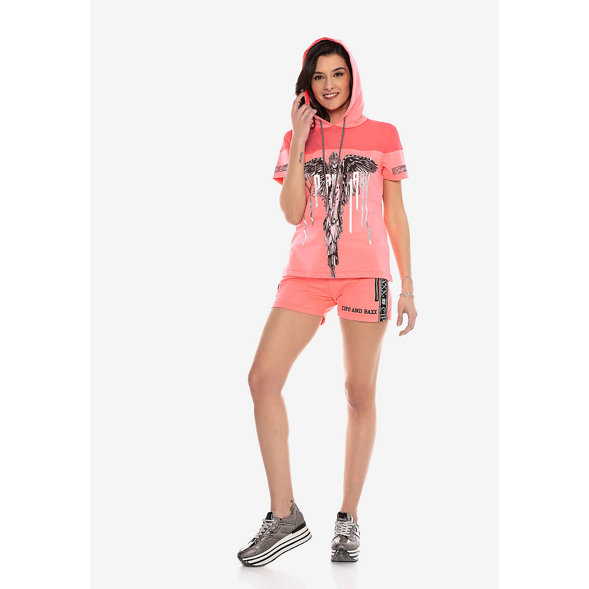 CIPO & BAXX® Cipo & Baxx T-Shirt & Shorts Set pink