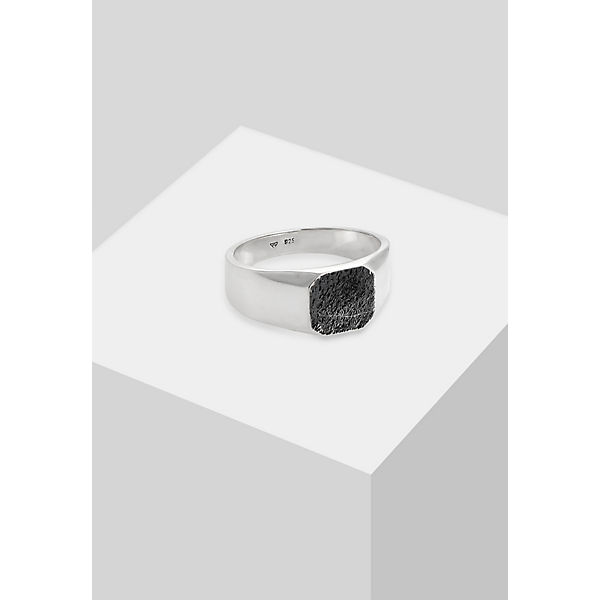 Accessoires Ringe Kuzzoi Kuzzoi Ring Basic Siegelring Herren Quadrat Matt 925 Silber Ringe silber