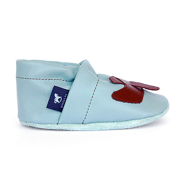 Schuhe Geschlossene Hausschuhe Pantau® Lederpuschen / Hausschuhe / Slipper mit Flugzeug Hausschuhe hellblau