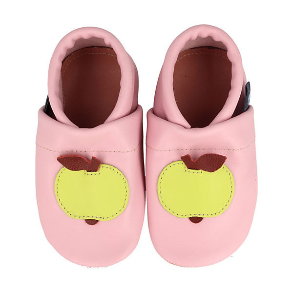 Schuhe  Pantau® Krabbelschuhe / Lederpuschen / Hausschuhe mit Apfel Krabbelschuhe rosa/grün
