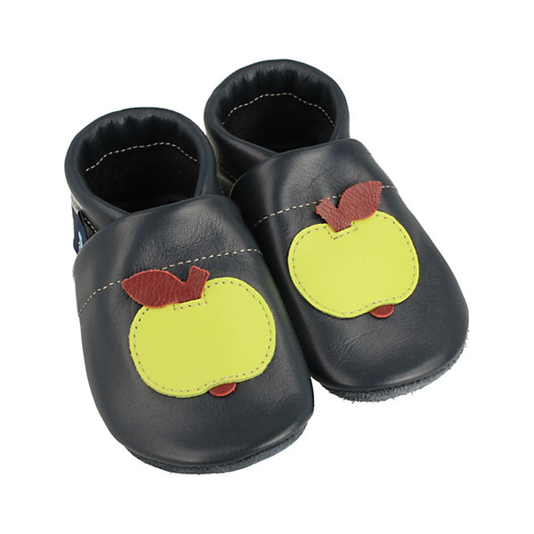 Schuhe Geschlossene Hausschuhe Pantau® Lederpuschen / Hausschuhe / Slipper mit Apfel Hausschuhe blau/grün
