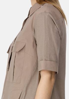HELMIDGE Kurzarmbluse mit Knopfleiste Kurzarmblusen beige