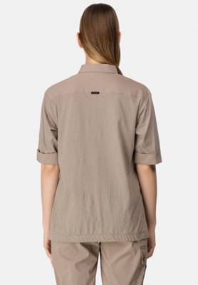 HELMIDGE Kurzarmbluse mit Knopfleiste Kurzarmblusen beige