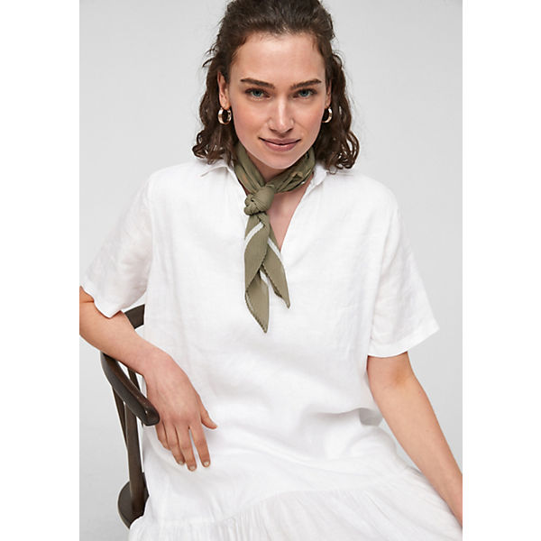 Bekleidung Freizeitkleider s.Oliver Stufenkleid aus purem Leinen Jerseykleider weiß