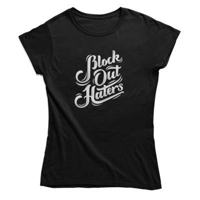 mamino Damen T Shirt -Block out haters T-Shirts schwarz