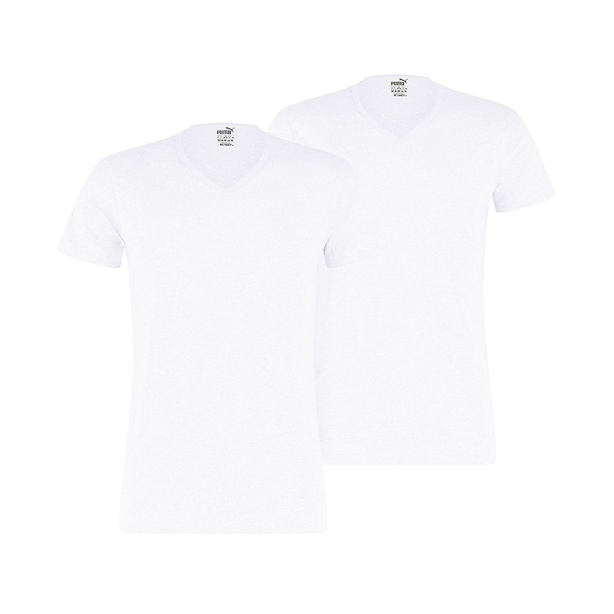PUMA Herren T-Shirt 2er Pack Basic V-Neck V-Ausschnitt Kurzarm uni T-Shirts weiß