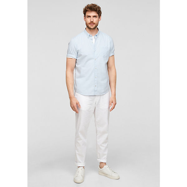 Bekleidung Kurzarmhemden s.Oliver Regular: Hemd aus Baumwolle Kurzarmhemden blau