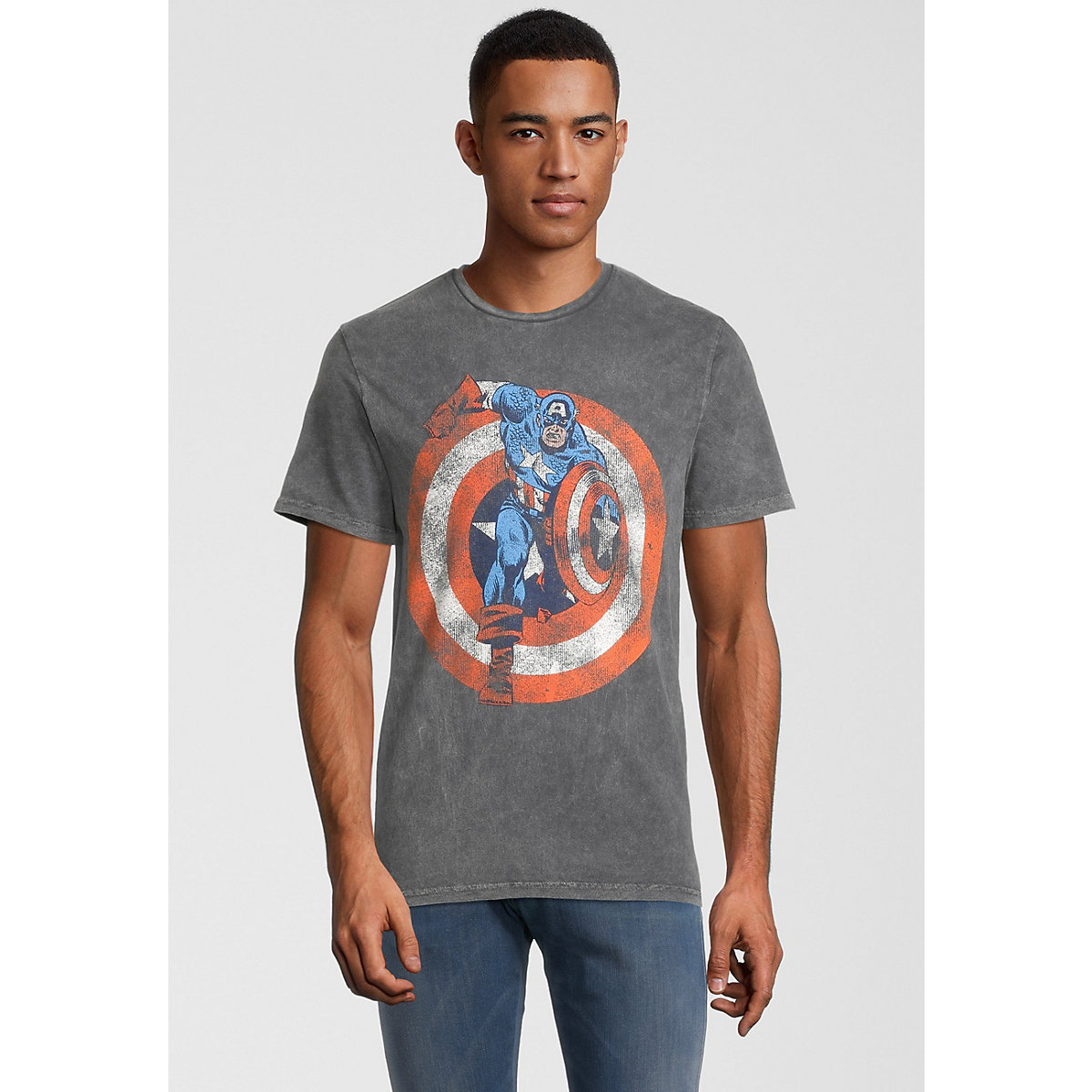 Recovered T-Shirt Marvel Captain America Shield T-Shirts grau