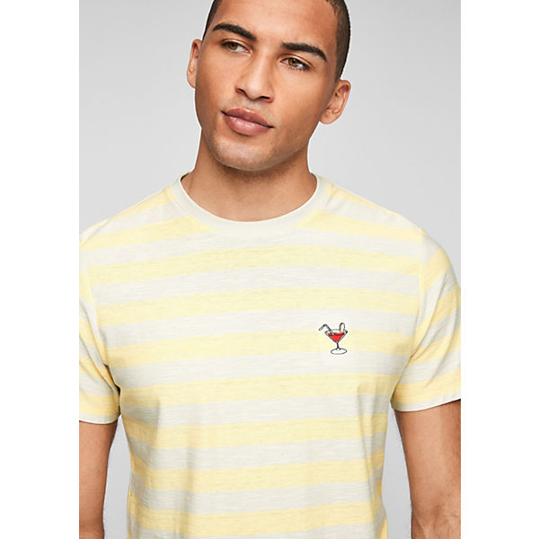 Bekleidung T-Shirts s.Oliver Streifenshirt mit Stickerei T-Shirts gelb
