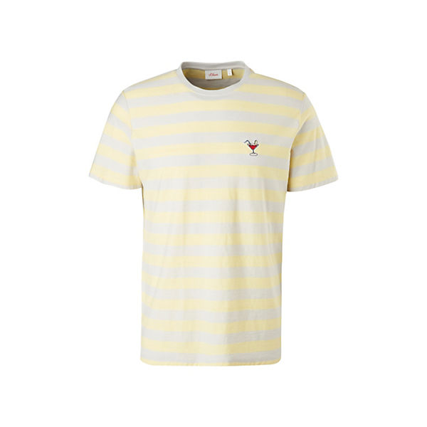 Bekleidung T-Shirts s.Oliver Streifenshirt mit Stickerei T-Shirts gelb