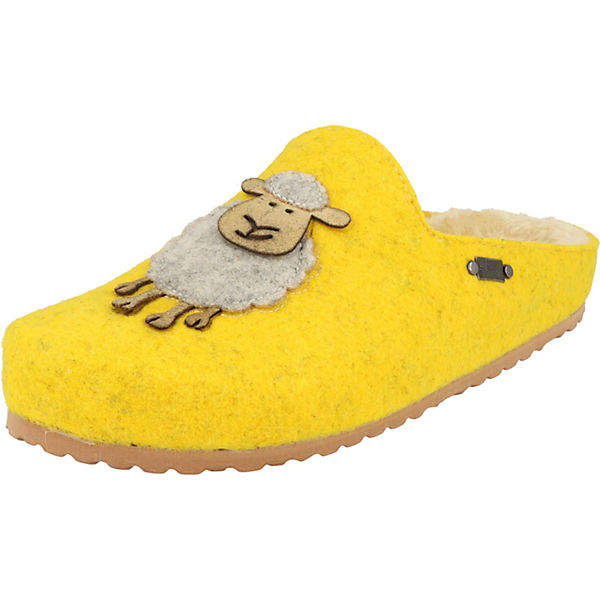 Damen Schuhe Hausschuhe Clogs 522-298 gefüttert Filz Pantoffeln Yellow Hausschuhe