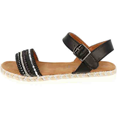 281-411 Damen Sommer Schuhe Sandale mit Glitzersteine in Schwarz