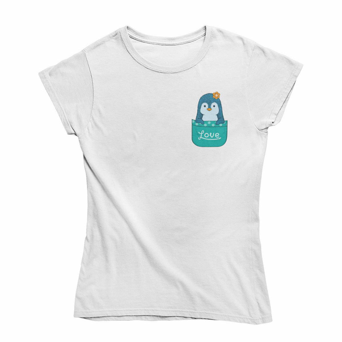 mamino Damen T Shirt -Penguin love T-Shirts weiß