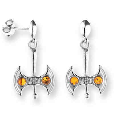 Ohrhänger - Doppelaxt - Silber 925/000 - Bernstein Ohrhänger