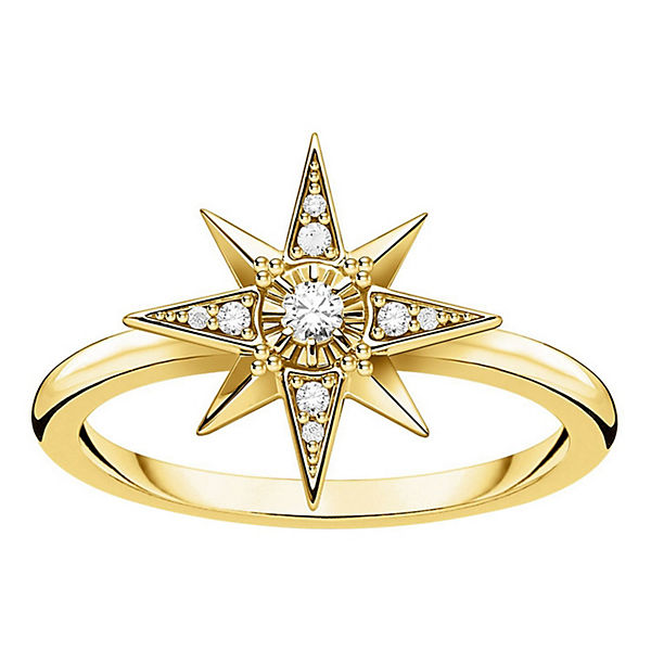 Damenring Stern Silber vergoldet Ringe