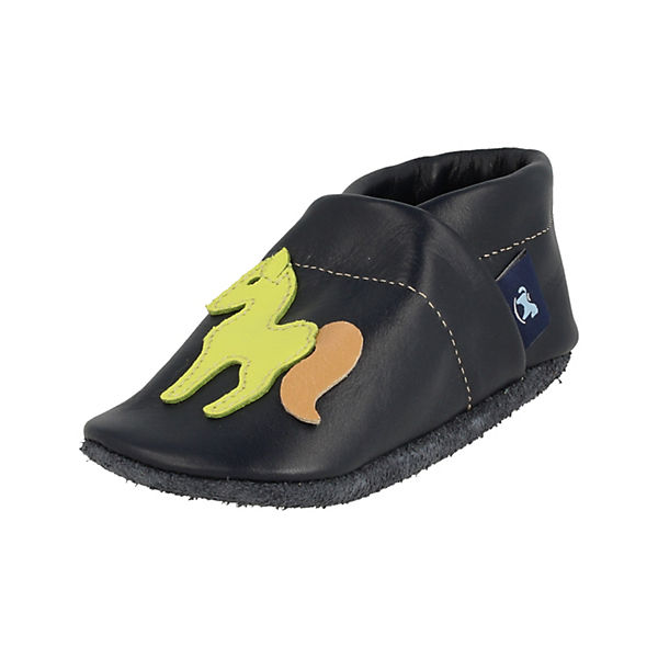Schuhe Geschlossene Hausschuhe Pantau® Lederpuschen / Hausschuhe / Slipper mit Pferd Hausschuhe blau/grün
