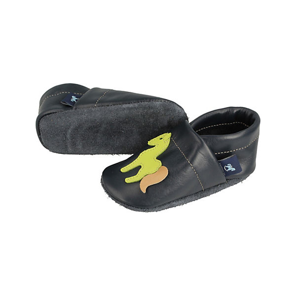 Schuhe Geschlossene Hausschuhe Pantau® Lederpuschen / Hausschuhe / Slipper mit Pferd Hausschuhe blau/grün