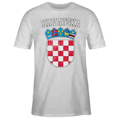 Fussball WM 2022 Fanartikel - Herren T-Shirt - Kroatien Wappen EM - T-Shirts