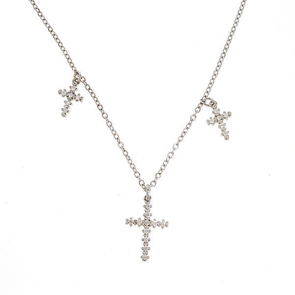 Accessoires Halsketten even MILANO Even Milano Collier 3 Kreuze beidseitig mit Zirkonia weiß 40+3 cm Halsketten silber