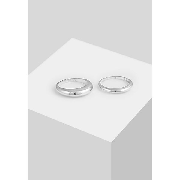 Accessoires Ringe Elli PREMIUM Elli Premium Ring Bandring Basic Klares Design 2Er Set 925 Silber Ringe silber