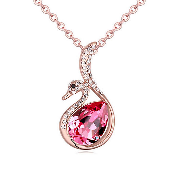 Accessoires Halsketten BUNGSA® Kette Pink Swan Rosegold Messing Damen Halsketten rosegold