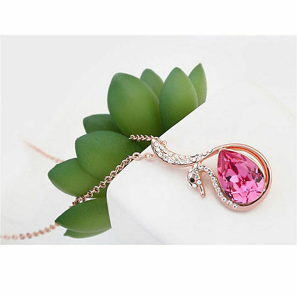 Accessoires Halsketten BUNGSA® Kette Pink Swan Rosegold Messing Damen Halsketten rosegold