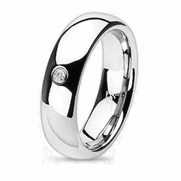 Ring mit Kristall hochglanzpoliert Silber Titan Unisex Ringe